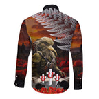 New Zealand ANZAC Day Long Sleeve Button Shirt The Ode of Remembrance and Silver Fern
