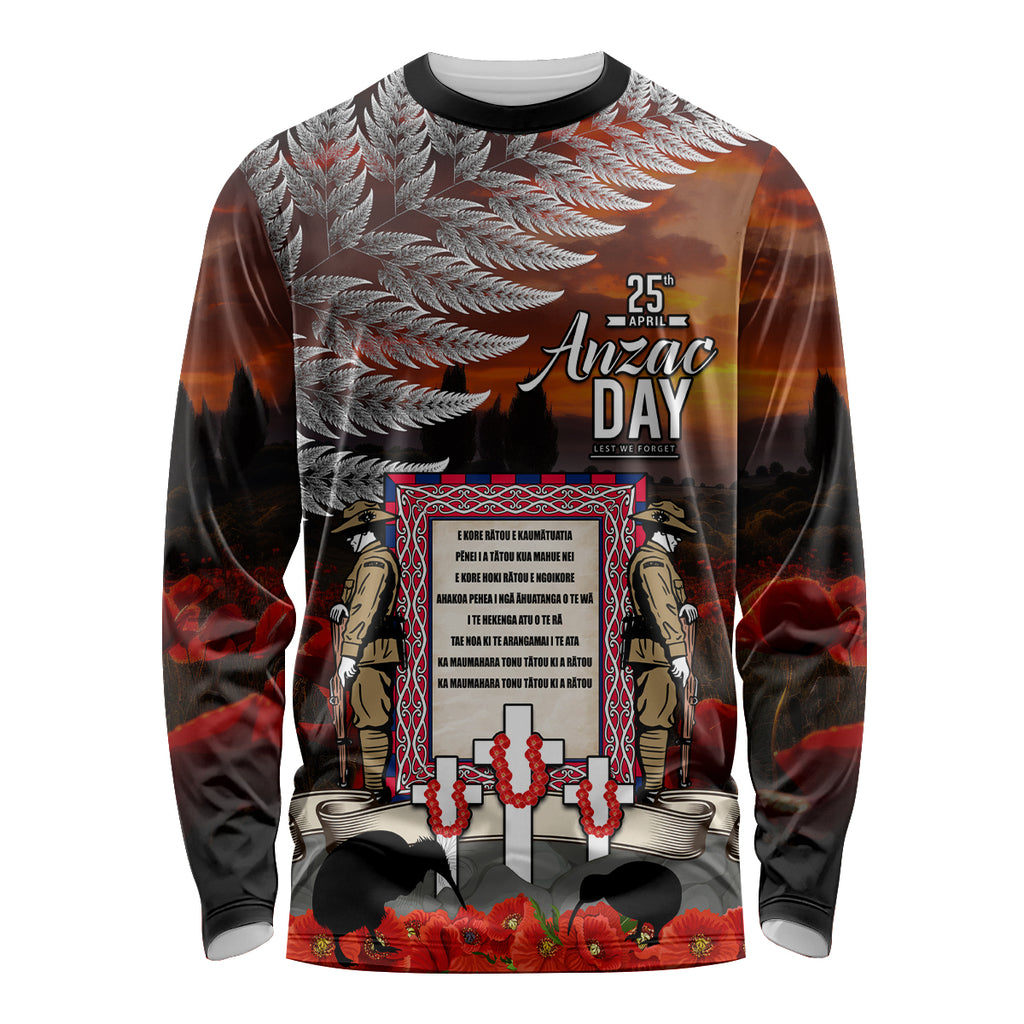 New Zealand ANZAC Day Long Sleeve Shirt The Ode of Remembrance and Silver Fern