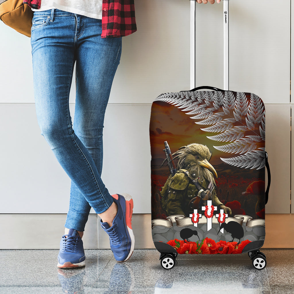 New Zealand ANZAC Day Luggage Cover The Ode of Remembrance and Silver Fern