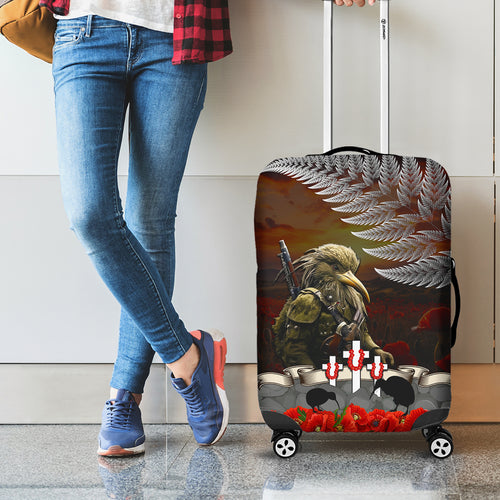 New Zealand ANZAC Day Luggage Cover The Ode of Remembrance and Silver Fern