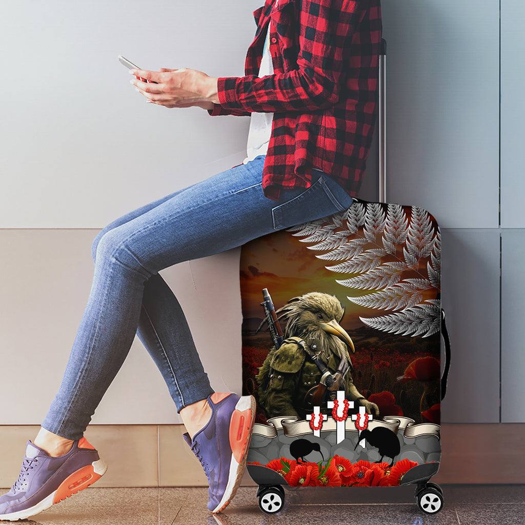 New Zealand ANZAC Day Luggage Cover The Ode of Remembrance and Silver Fern