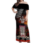 New Zealand ANZAC Day Off Shoulder Maxi Dress The Ode of Remembrance and Silver Fern