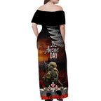 New Zealand ANZAC Day Off Shoulder Maxi Dress The Ode of Remembrance and Silver Fern