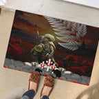 New Zealand ANZAC Day Rubber Doormat The Ode of Remembrance and Silver Fern