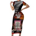 New Zealand ANZAC Day Short Sleeve Bodycon Dress The Ode of Remembrance and Silver Fern