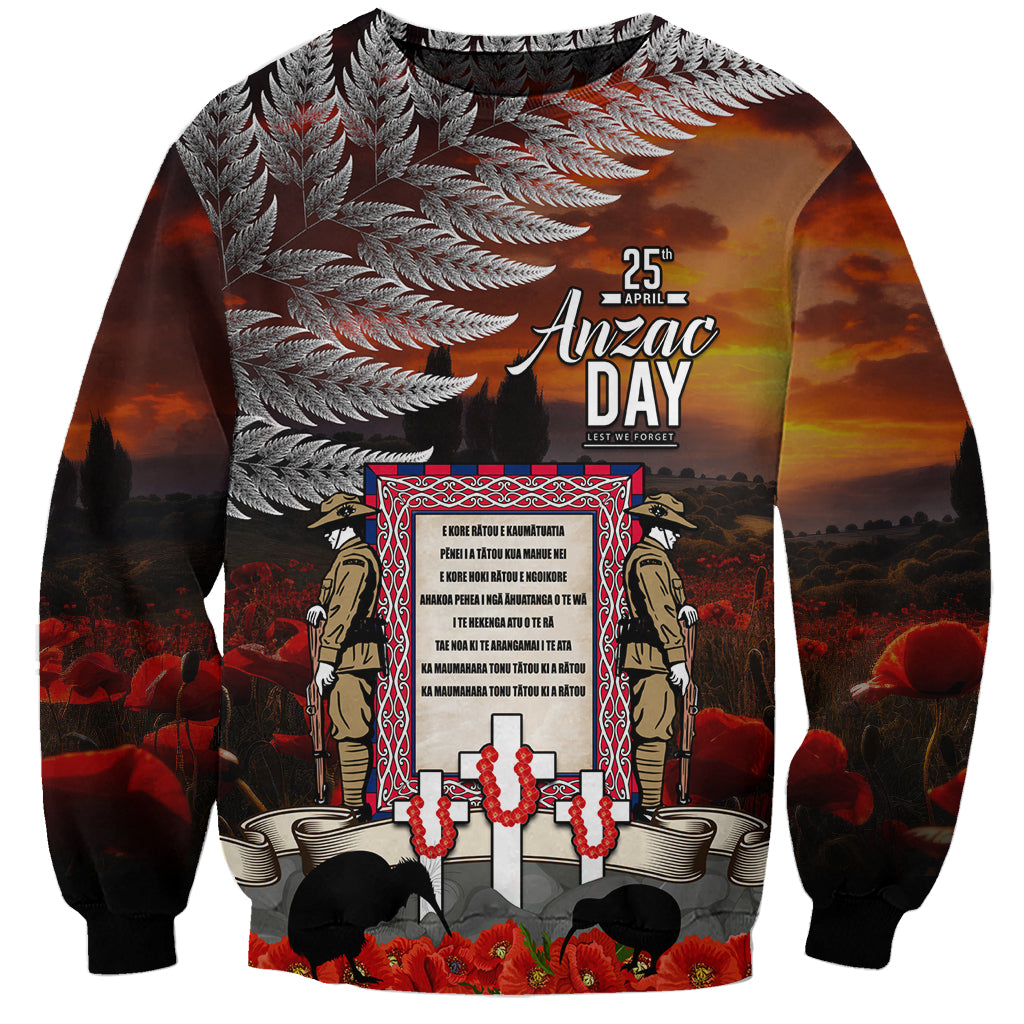 New Zealand ANZAC Day Sweatshirt The Ode of Remembrance and Silver Fern