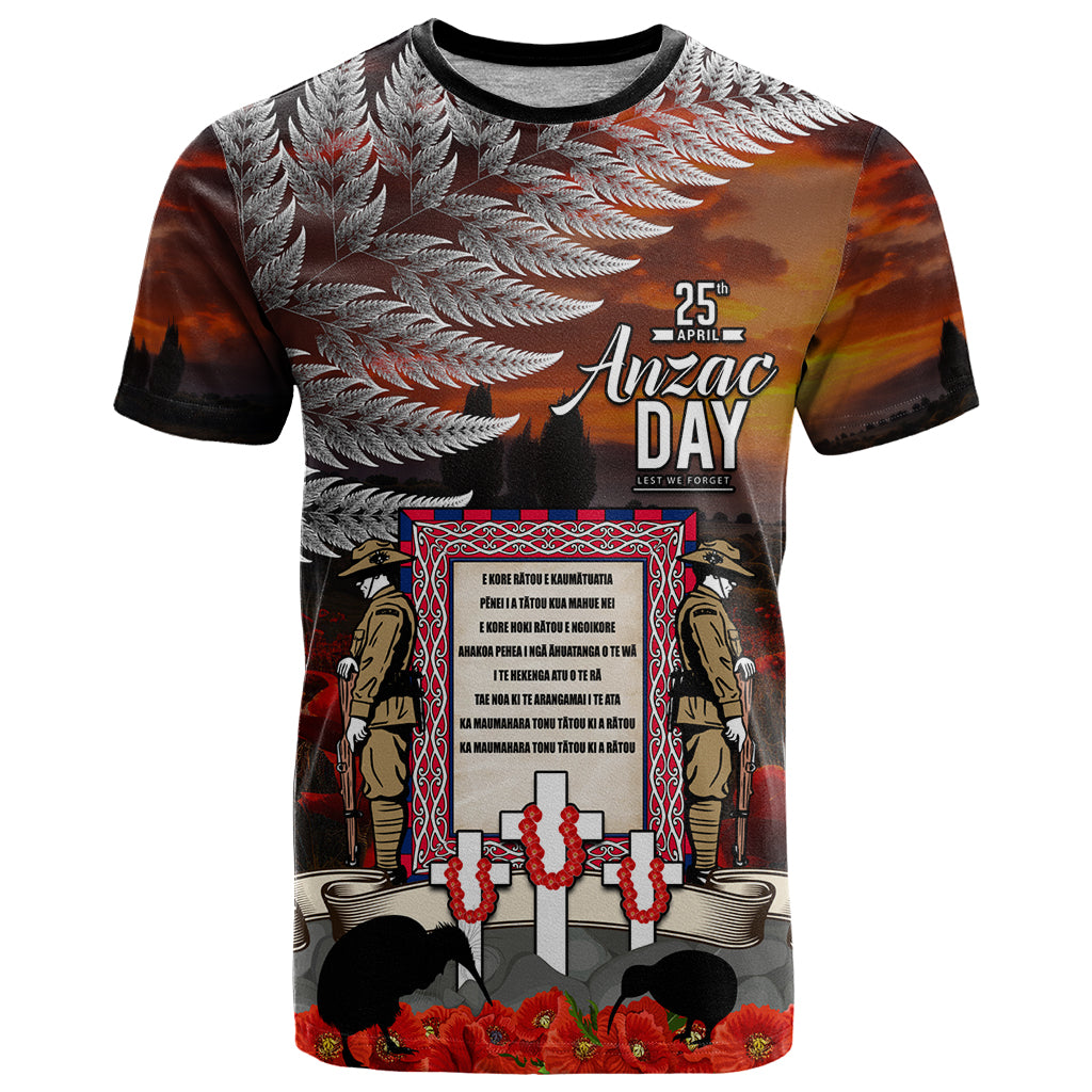 New Zealand ANZAC Day T Shirt The Ode of Remembrance and Silver Fern