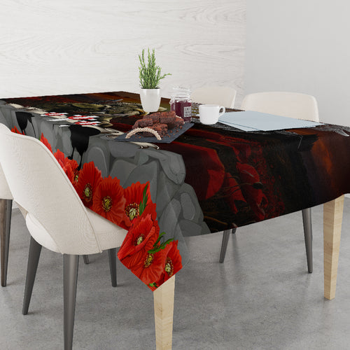 New Zealand ANZAC Day Tablecloth The Ode of Remembrance and Silver Fern