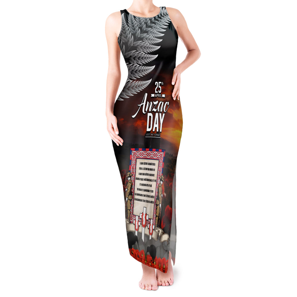 New Zealand ANZAC Day Tank Maxi Dress The Ode of Remembrance and Silver Fern