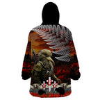 New Zealand ANZAC Day Wearable Blanket Hoodie The Ode of Remembrance and Silver Fern
