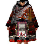 New Zealand ANZAC Day Wearable Blanket Hoodie The Ode of Remembrance and Silver Fern