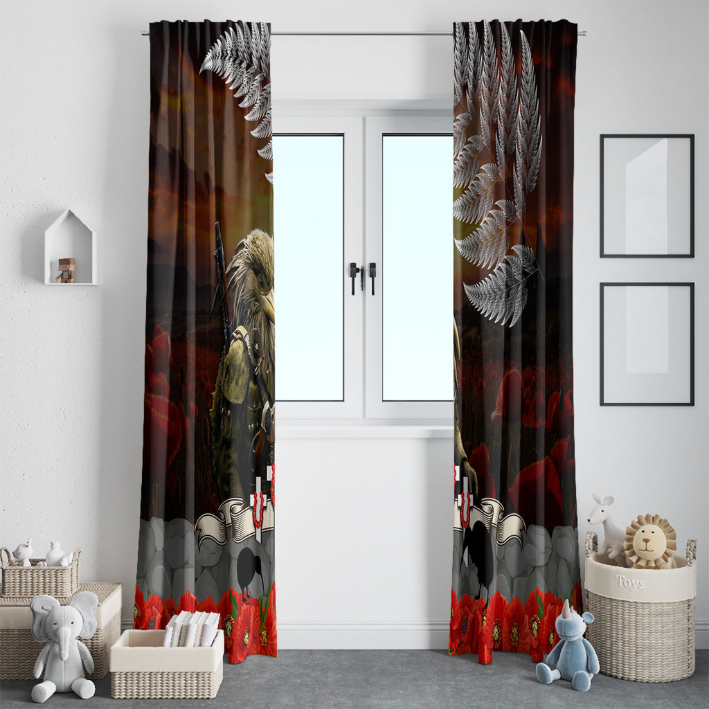 New Zealand ANZAC Day Window Curtain The Ode of Remembrance and Silver Fern