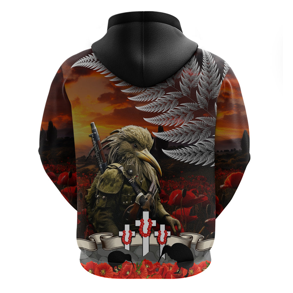 New Zealand ANZAC Day Zip Hoodie The Ode of Remembrance and Silver Fern