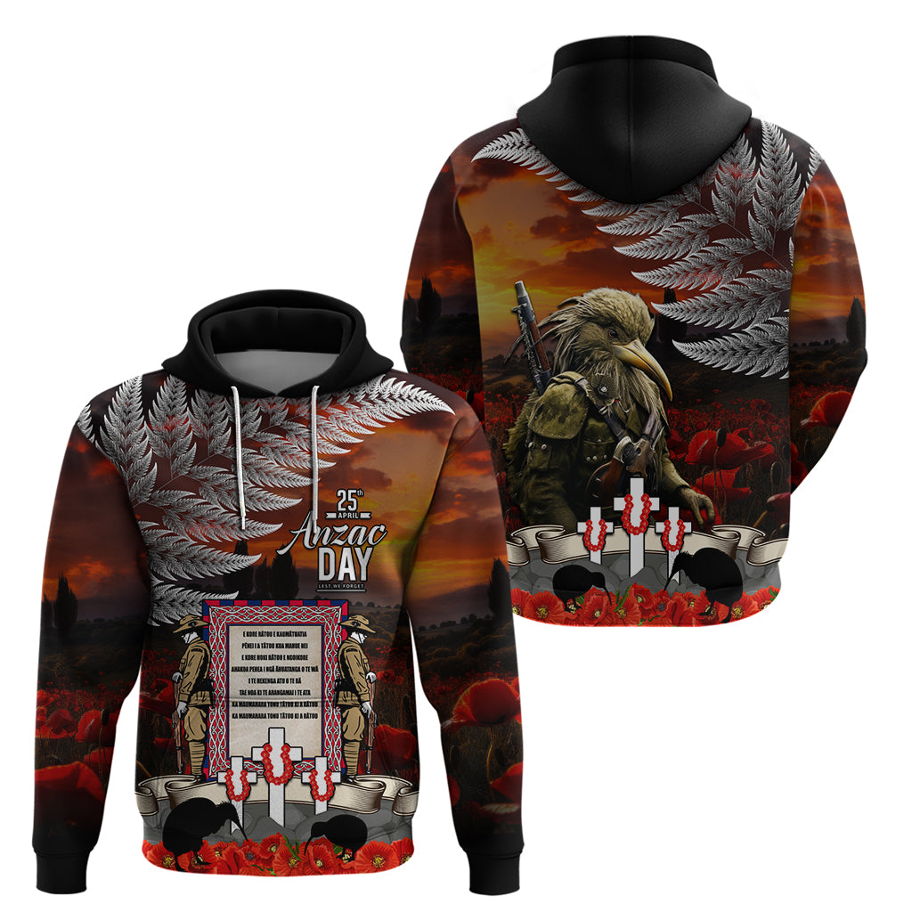 New Zealand ANZAC Day Zip Hoodie The Ode of Remembrance and Silver Fern