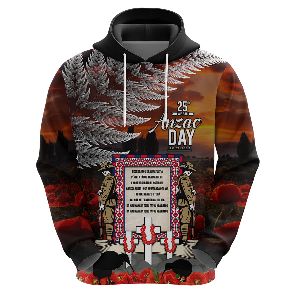 New Zealand ANZAC Day Zip Hoodie The Ode of Remembrance and Silver Fern