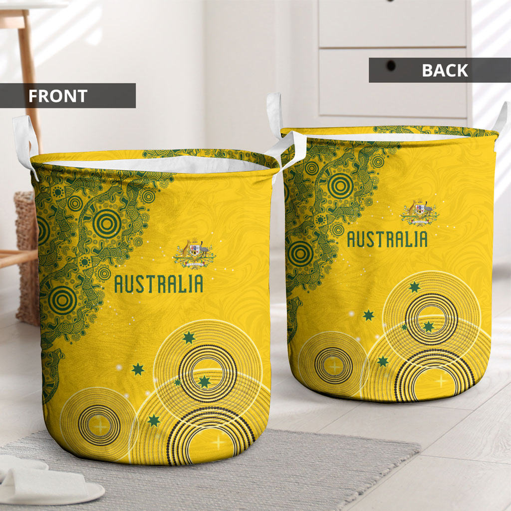 Australia National Football Laundry Basket Socceroos-Aboriginal Dot Art Heritage Graphic