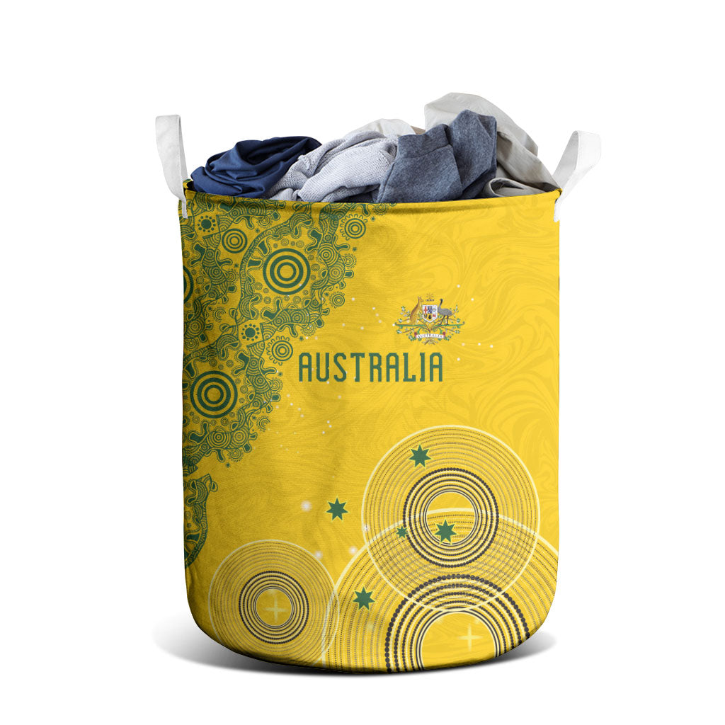 Australia National Football Laundry Basket Socceroos-Aboriginal Dot Art Heritage Graphic