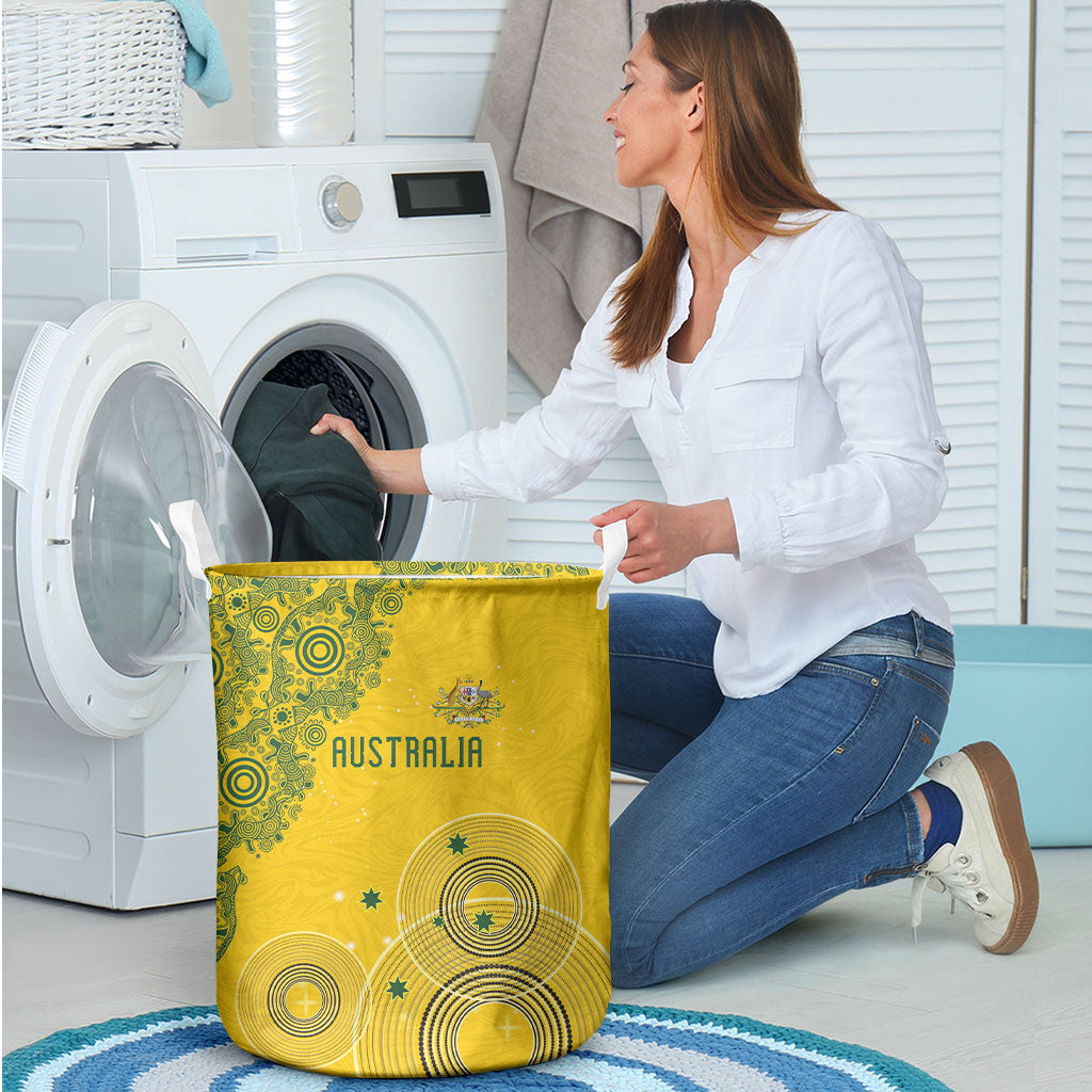Australia National Football Laundry Basket Socceroos-Aboriginal Dot Art Heritage Graphic