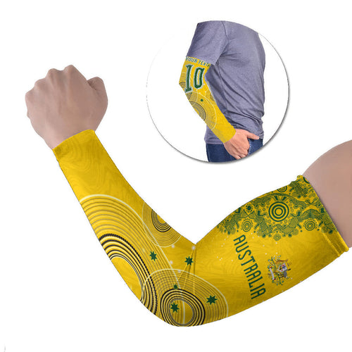 Custom Australia National Football Arm Sleeves Socceroos-Aboriginal Dot Art Heritage Graphic