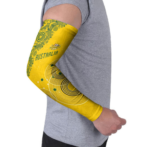 Custom Australia National Football Arm Sleeves Socceroos-Aboriginal Dot Art Heritage Graphic
