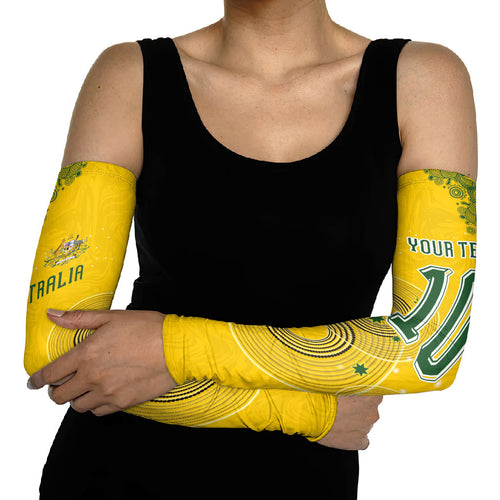 Custom Australia National Football Arm Sleeves Socceroos-Aboriginal Dot Art Heritage Graphic