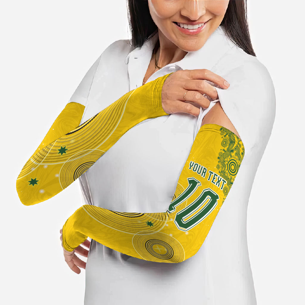 Custom Australia National Football Arm Sleeves Socceroos-Aboriginal Dot Art Heritage Graphic