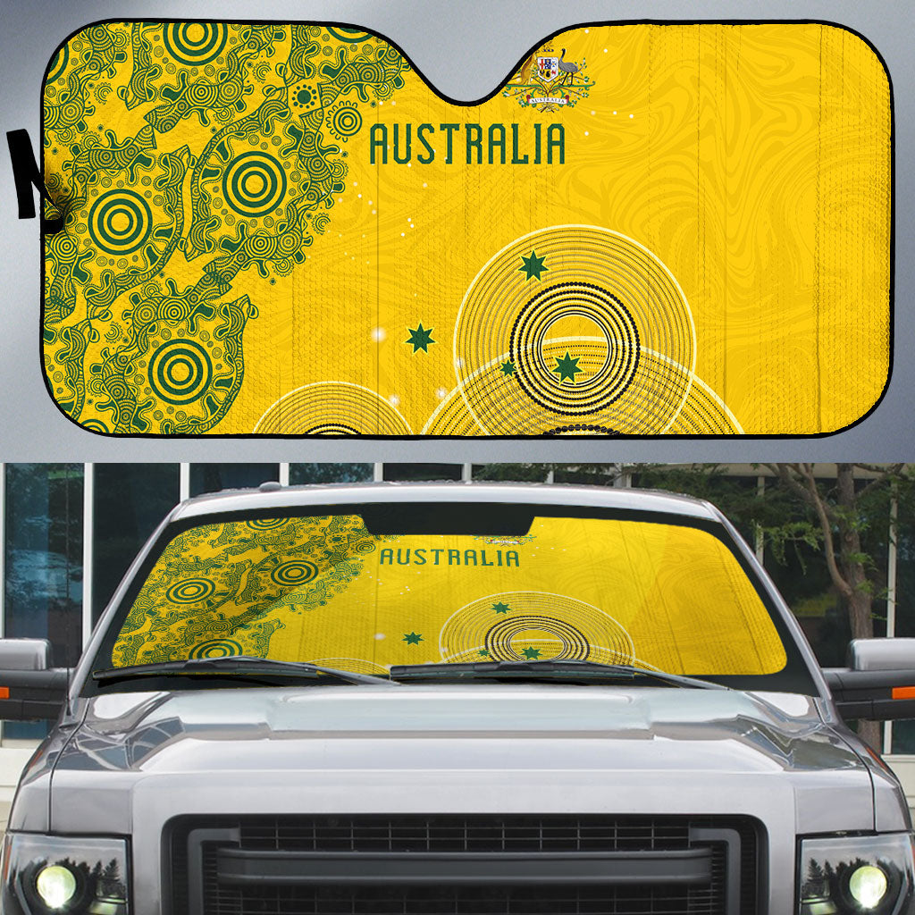 Australia National Football Auto Sun Shade Socceroos-Aboriginal Dot Art Heritage Graphic
