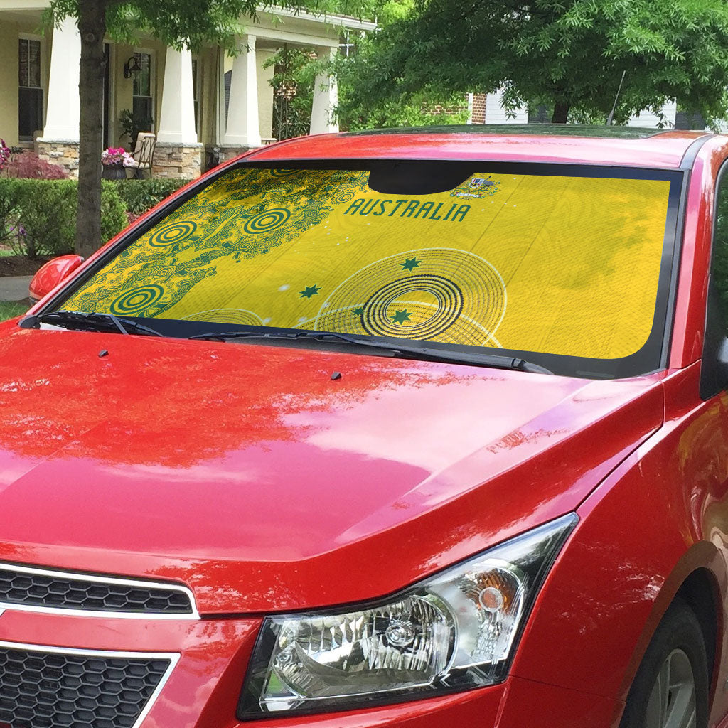 Australia National Football Auto Sun Shade Socceroos-Aboriginal Dot Art Heritage Graphic