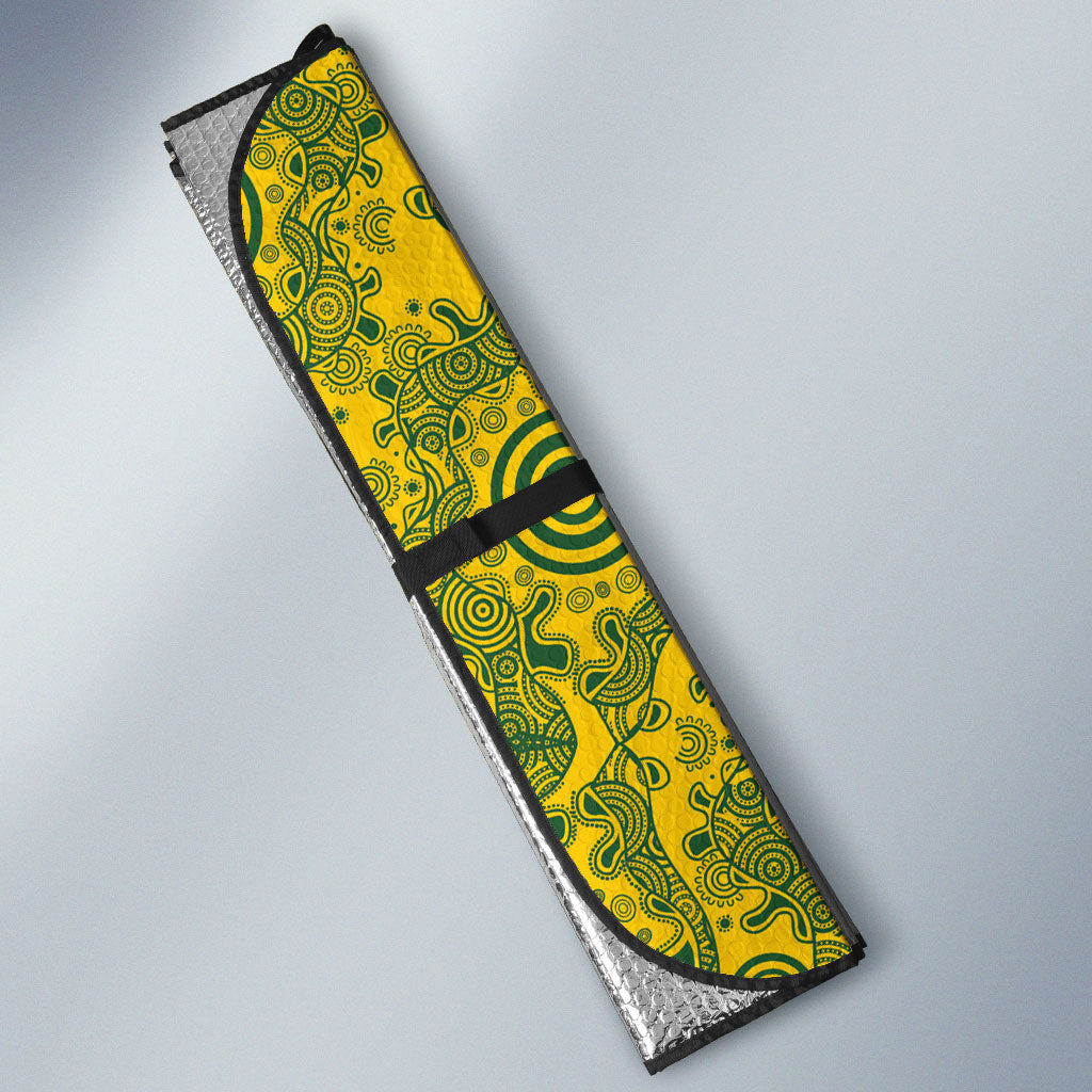 Australia National Football Auto Sun Shade Socceroos-Aboriginal Dot Art Heritage Graphic