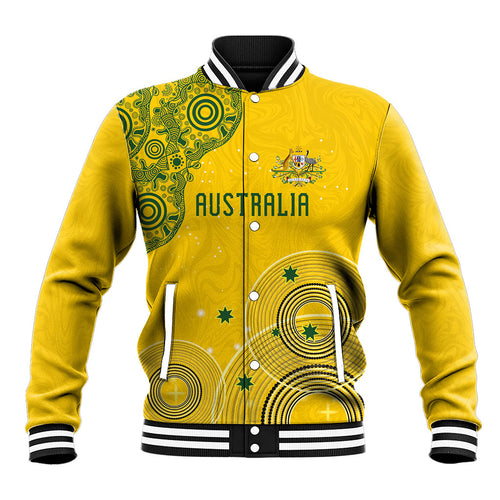 Custom Australia National Football Baseball Jacket Socceroos-Aboriginal Dot Art Heritage Graphic