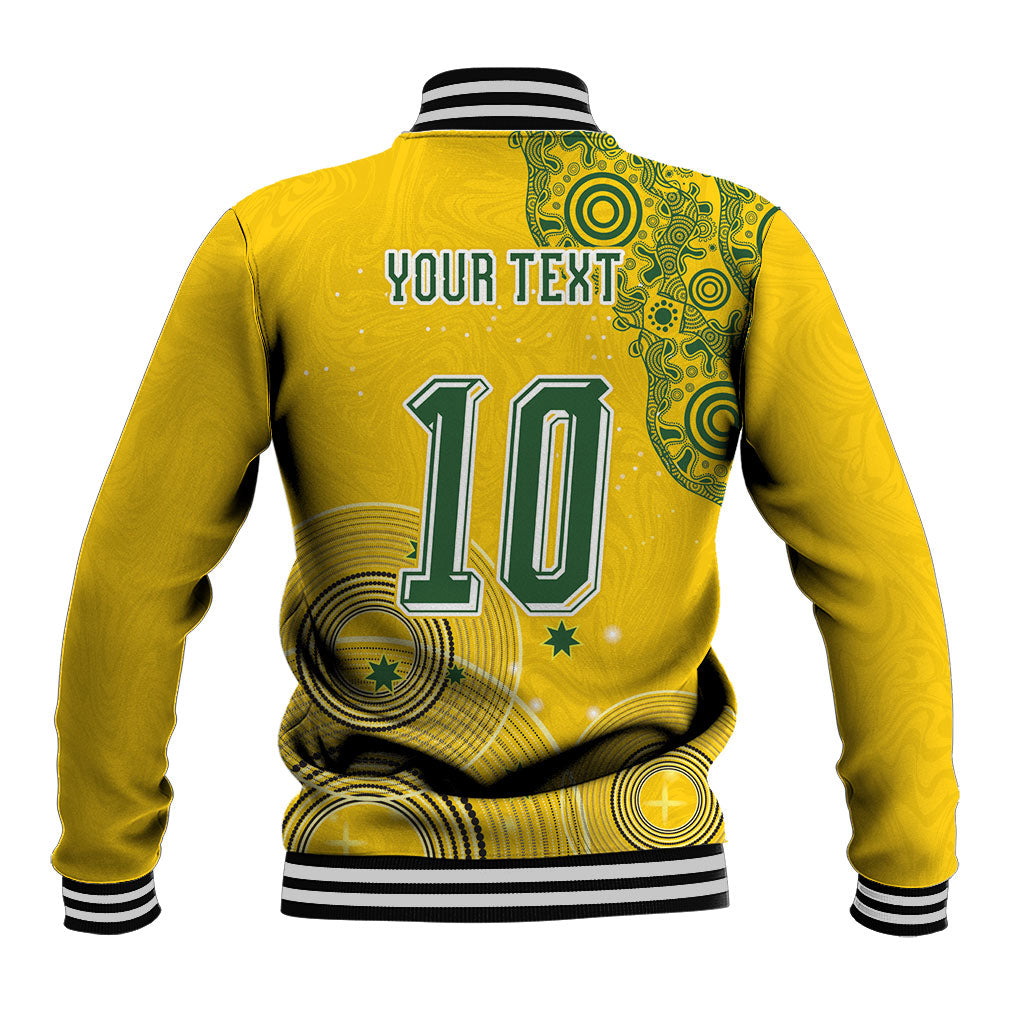 Custom Australia National Football Baseball Jacket Socceroos-Aboriginal Dot Art Heritage Graphic