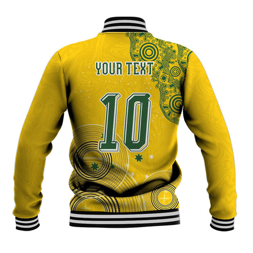 Custom Australia National Football Baseball Jacket Socceroos-Aboriginal Dot Art Heritage Graphic