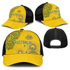 Australia National Football Baseball Net Cap Socceroos-Aboriginal Dot Art Heritage Graphic