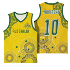Custom Australia National Football Basketball Jersey Socceroos-Aboriginal Dot Art Heritage Graphic