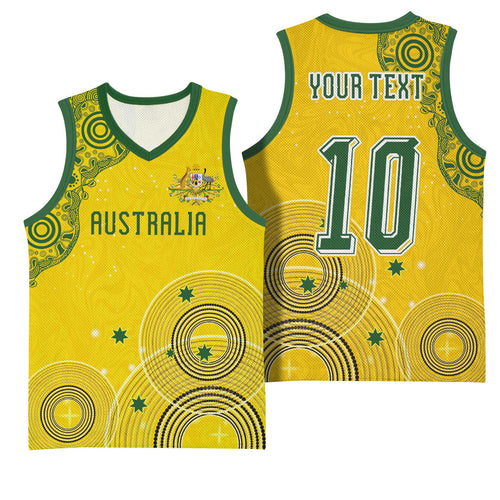 Custom Australia National Football Basketball Jersey Socceroos-Aboriginal Dot Art Heritage Graphic