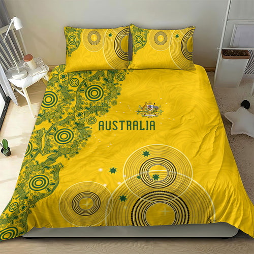 Australia National Football Bedding Set Socceroos-Aboriginal Dot Art Heritage Graphic