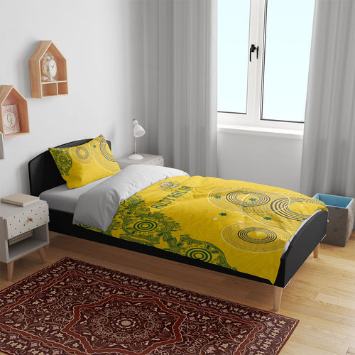 Australia National Football Bedding Set Socceroos-Aboriginal Dot Art Heritage Graphic