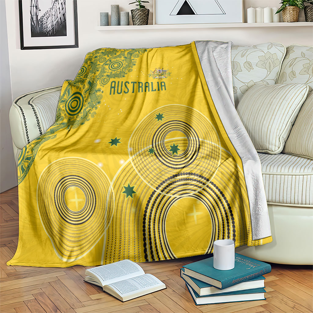 Australia National Football Blanket Socceroos-Aboriginal Dot Art Heritage Graphic