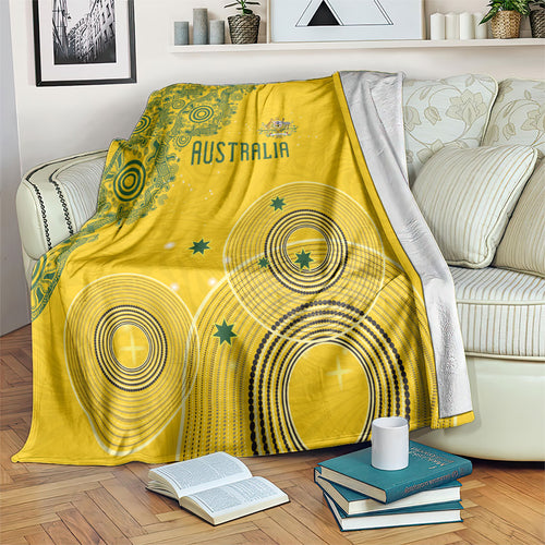 Australia National Football Blanket Socceroos-Aboriginal Dot Art Heritage Graphic