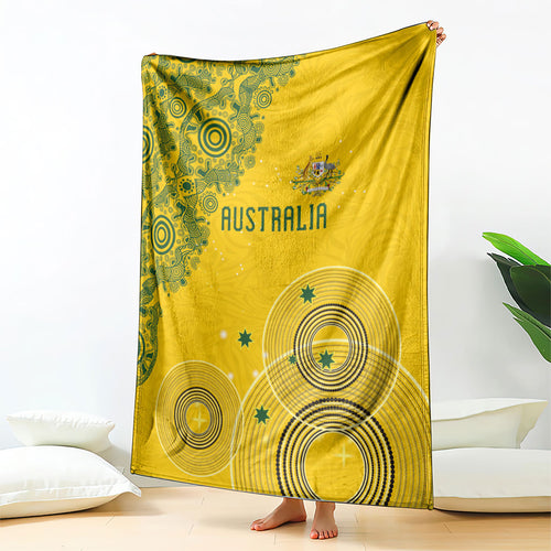 Australia National Football Blanket Socceroos-Aboriginal Dot Art Heritage Graphic