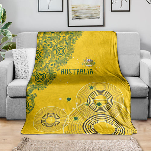 Australia National Football Blanket Socceroos-Aboriginal Dot Art Heritage Graphic