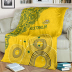 Australia National Football Blanket Socceroos-Aboriginal Dot Art Heritage Graphic