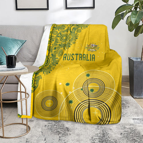 Australia National Football Blanket Socceroos-Aboriginal Dot Art Heritage Graphic