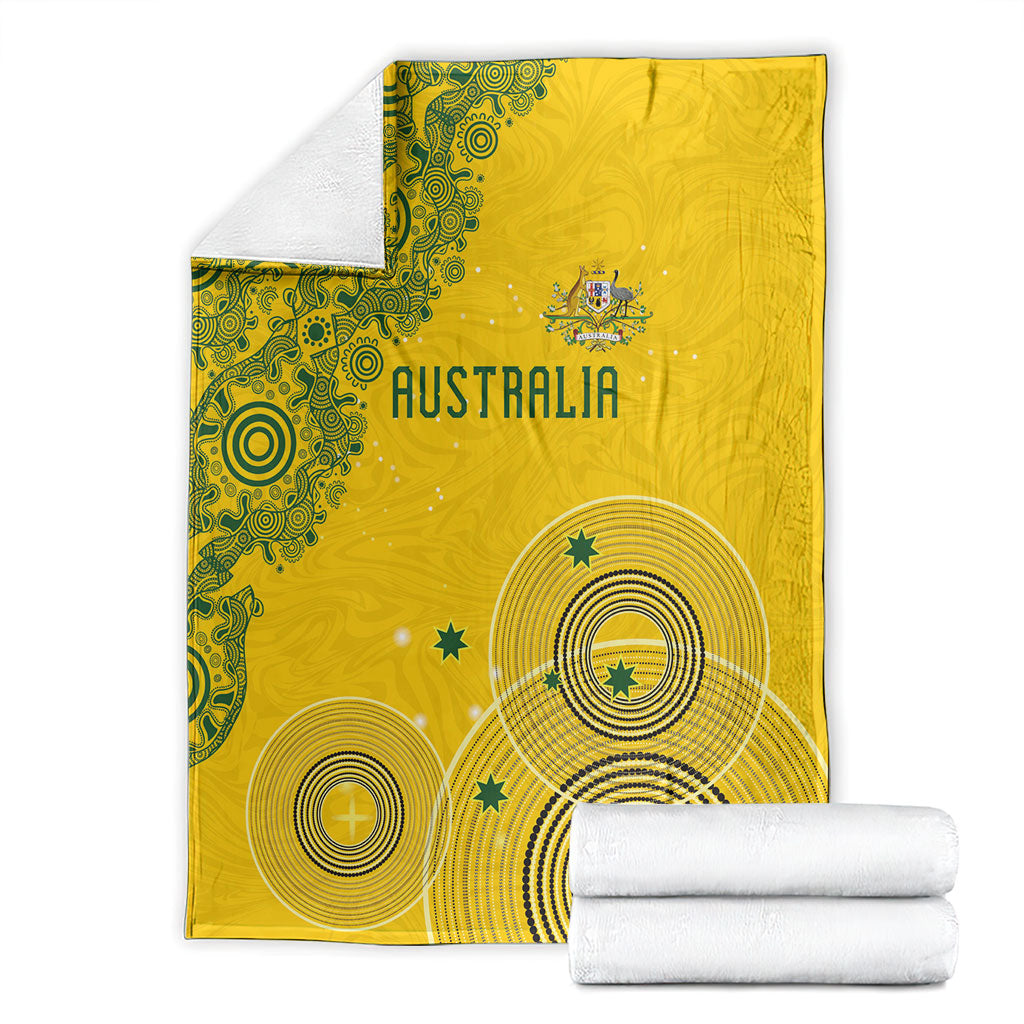 Australia National Football Blanket Socceroos-Aboriginal Dot Art Heritage Graphic