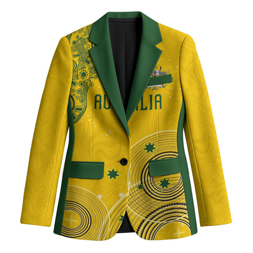 Custom Australia National Football Blazer Socceroos-Aboriginal Dot Art Heritage Graphic