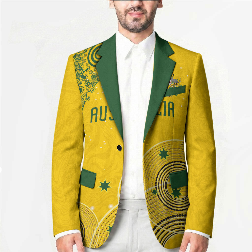 Custom Australia National Football Blazer Socceroos-Aboriginal Dot Art Heritage Graphic