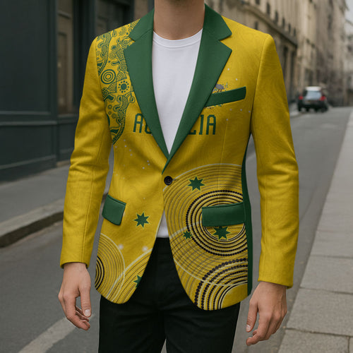 Custom Australia National Football Blazer Socceroos-Aboriginal Dot Art Heritage Graphic