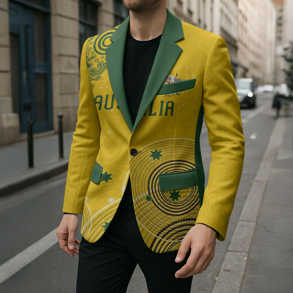 Custom Australia National Football Blazer Socceroos-Aboriginal Dot Art Heritage Graphic
