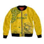 Custom Australia National Football Bomber Jacket Socceroos-Aboriginal Dot Art Heritage Graphic