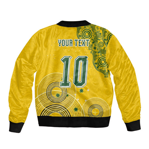 Custom Australia National Football Bomber Jacket Socceroos-Aboriginal Dot Art Heritage Graphic